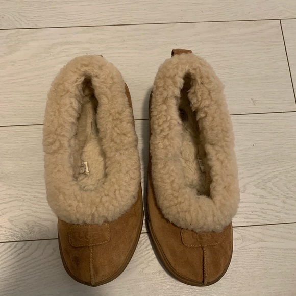UGG Platform Suede Flat Slippers Carmel Brown Size 6 - Picture 2 of 9